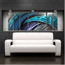 Large Metal Wall Art Sculpture Abstract Wave Painting Decor Blue by Brian Jones 688907816742  150846583531